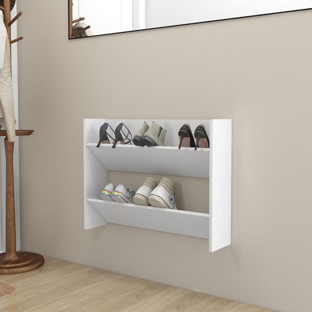 Vidaxl Wall Shoe Cabinet 80x18x60 cm Propjert trehvit