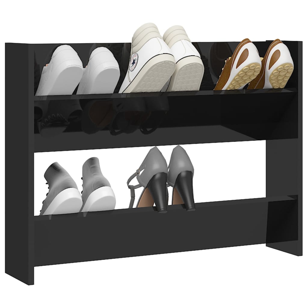 Vidaxl Wall Shoe Cabinet 80x18x60 cm Properted Wood High Gloss Black