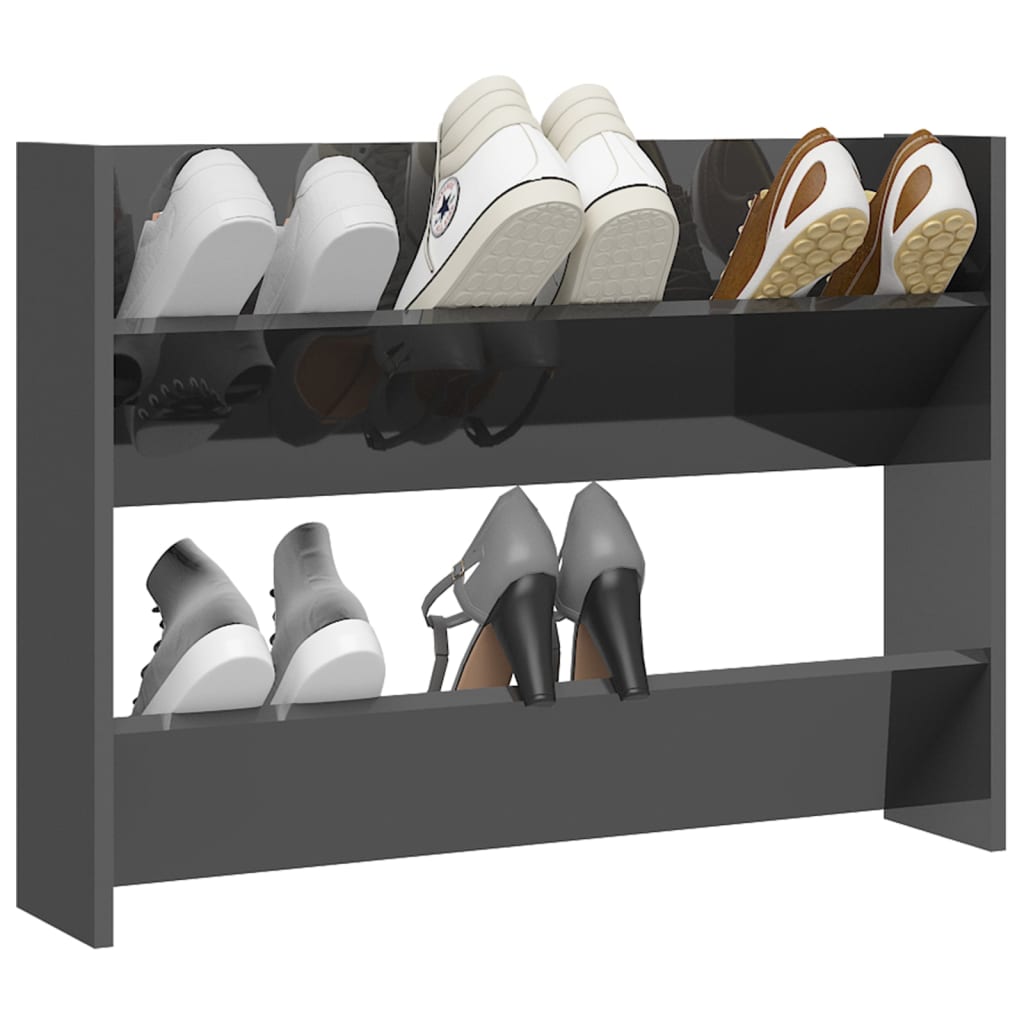 VidaXL wall shoe cabinet 80x18x60 cm Properted wood High gloss gray