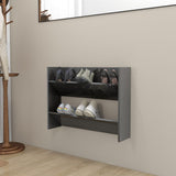 Armoire à chaussures murales vidaxl 80x18x60 cm en bois de bois haute gris brillant