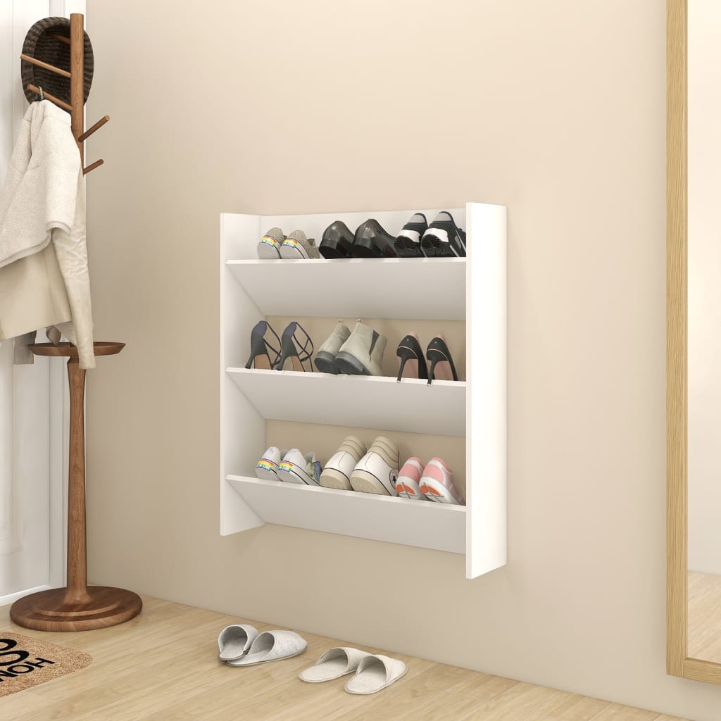 Vidaxl Wall Shoe Cabinet 80x18x90 cm Propjert trehvit