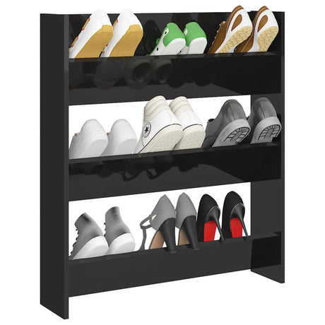 Vidaxl Wandschuhschrank 80x18x90 cm arbeitete hoch -Gloss Black