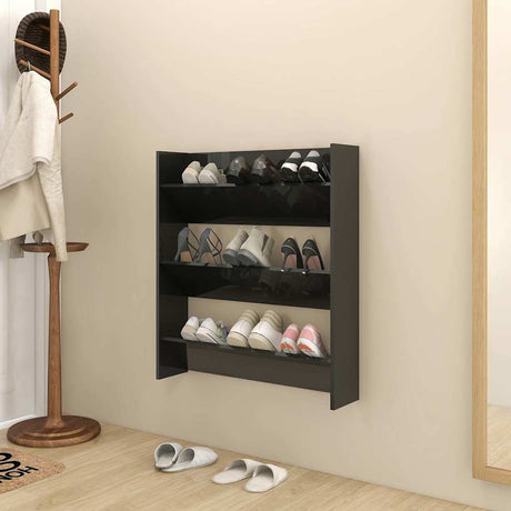 Vidaxl Wandschuhschrank 80x18x90 cm arbeitete hoch -Gloss Black