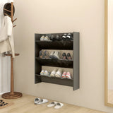 Vidaxl Wall Shoe Cabinet 80x18x90 cm Properted Wood High Gloss Grey