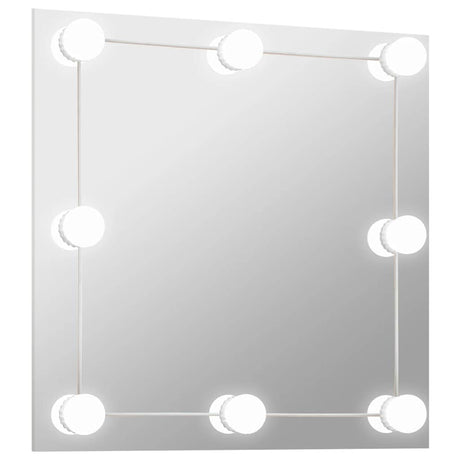 VidaXL Wandspiegel mit LED-Lampen aus quadratischem Glas