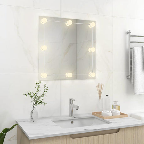 VidaXL Wandspiegel mit LED-Lampen aus quadratischem Glas