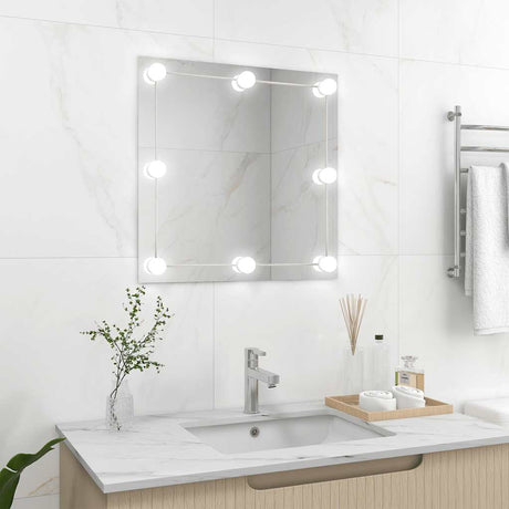 VidaXL Wandspiegel mit LED-Lampen aus quadratischem Glas
