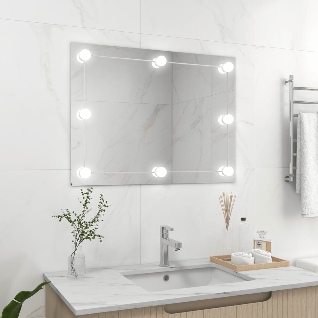 Vidaxl Wall Mirror bez rámového LED lampy obdélníkového skla