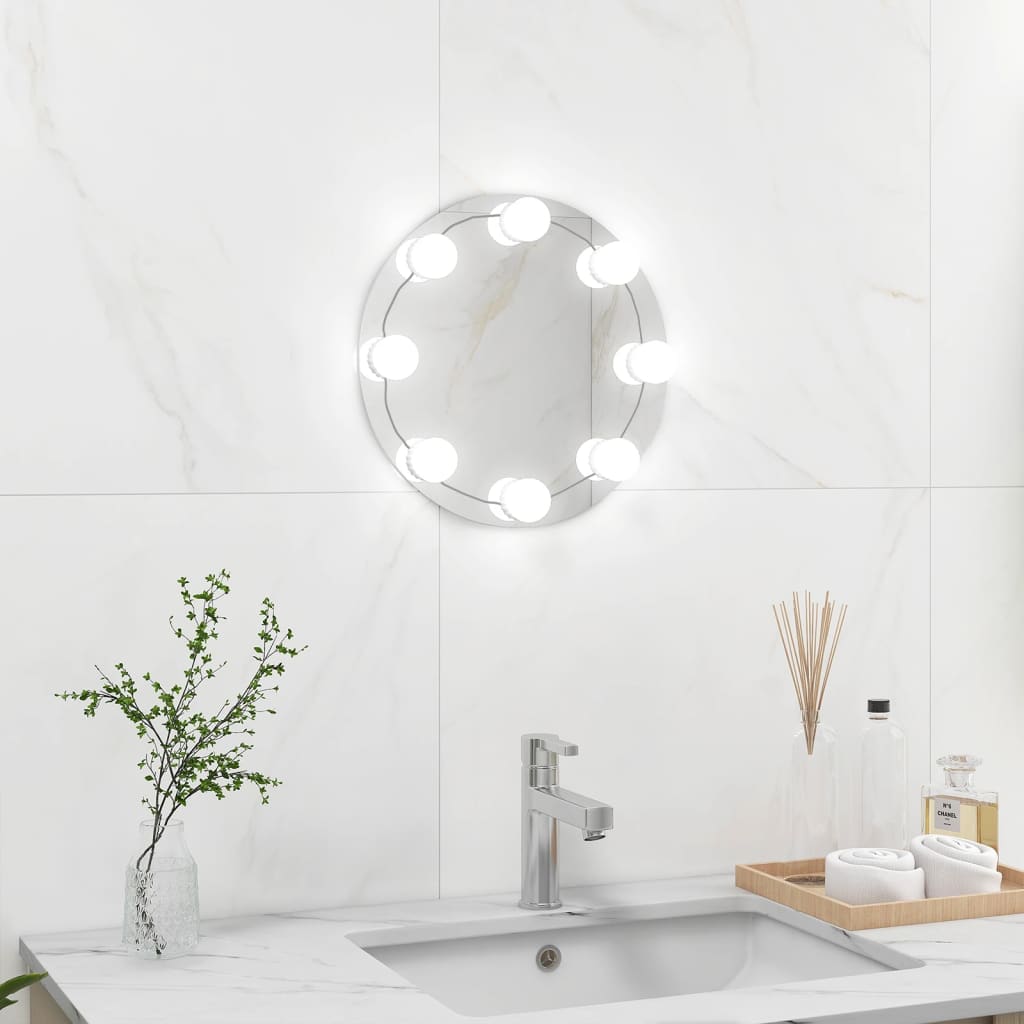 Vidaxl Wall Mirror bez seznamu LED lamp kolem skla