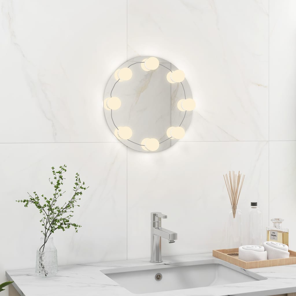 Vidaxl Wall Mirror bez seznamu LED lamp kolem skla