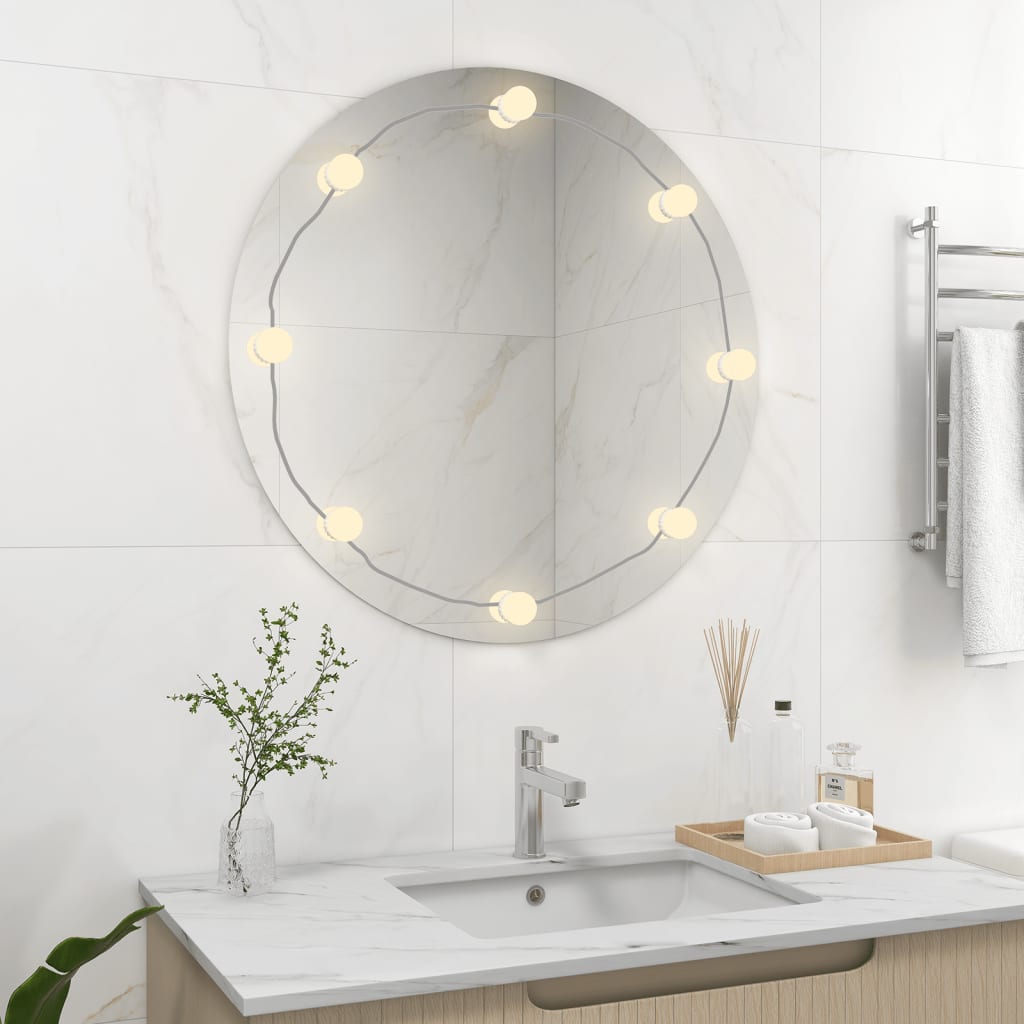 Vidaxl Wall Mirror bez seznamu LED lamp kolem skla