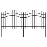 VidaXL Gartenzaun mit Stabenden 140 cm schwarz pulverbeschichteter Stahl