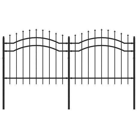 VidaXL Gartenzaun mit Stabenden 140 cm schwarz pulverbeschichteter Stahl