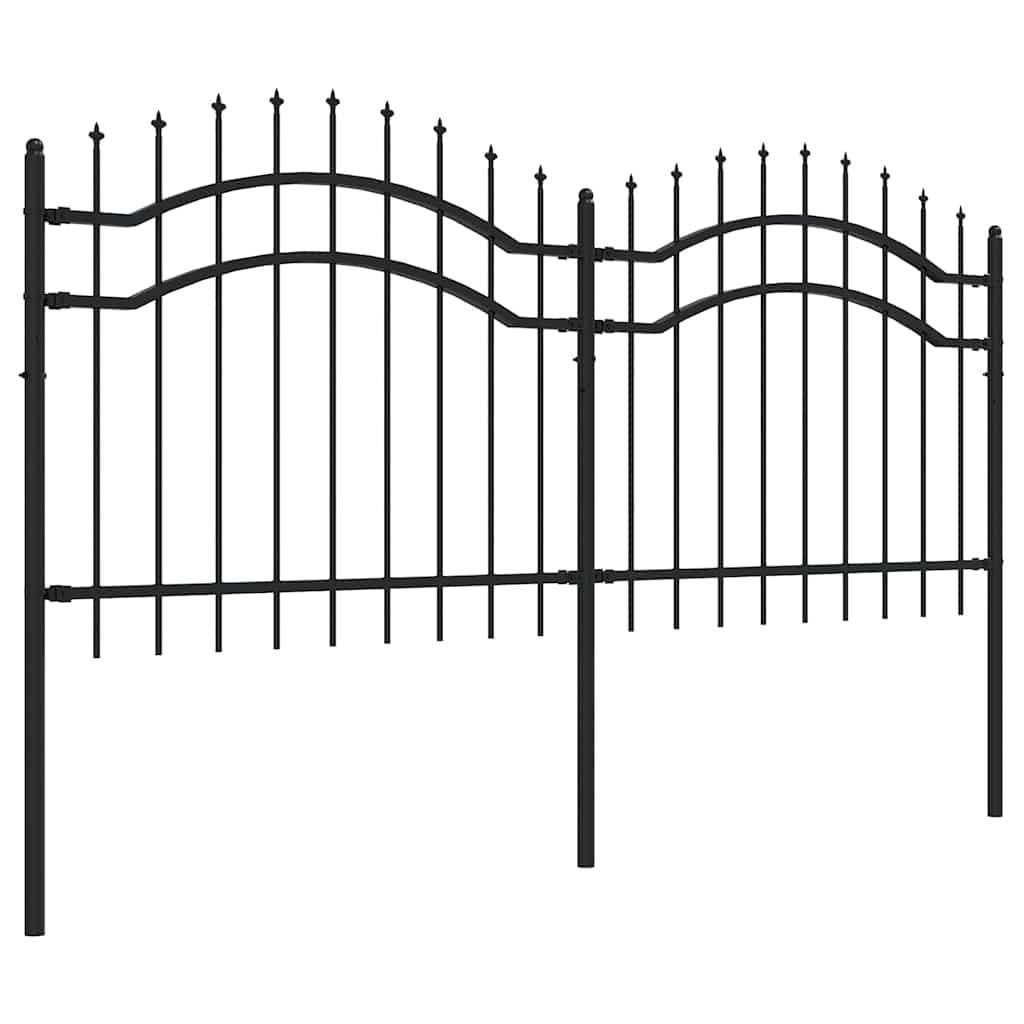 VidaXL Gartenzaun mit Stabenden 140 cm schwarz pulverbeschichteter Stahl