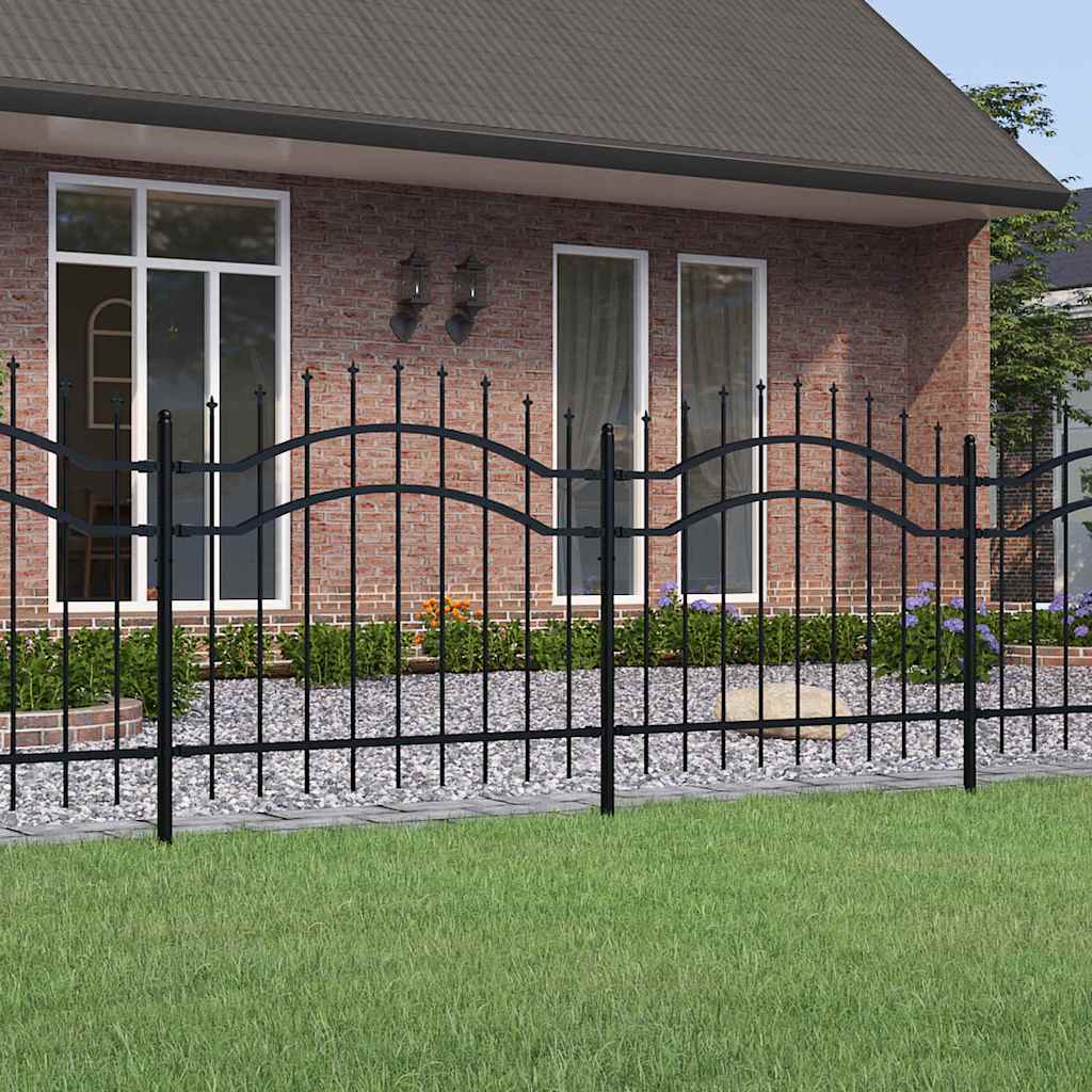 VidaXL Gartenzaun mit Stabenden 140 cm schwarz pulverbeschichteter Stahl
