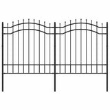 VidaXL Gartenzaun mit Stabenden 165 cm schwarz pulverbeschichteter Stahl