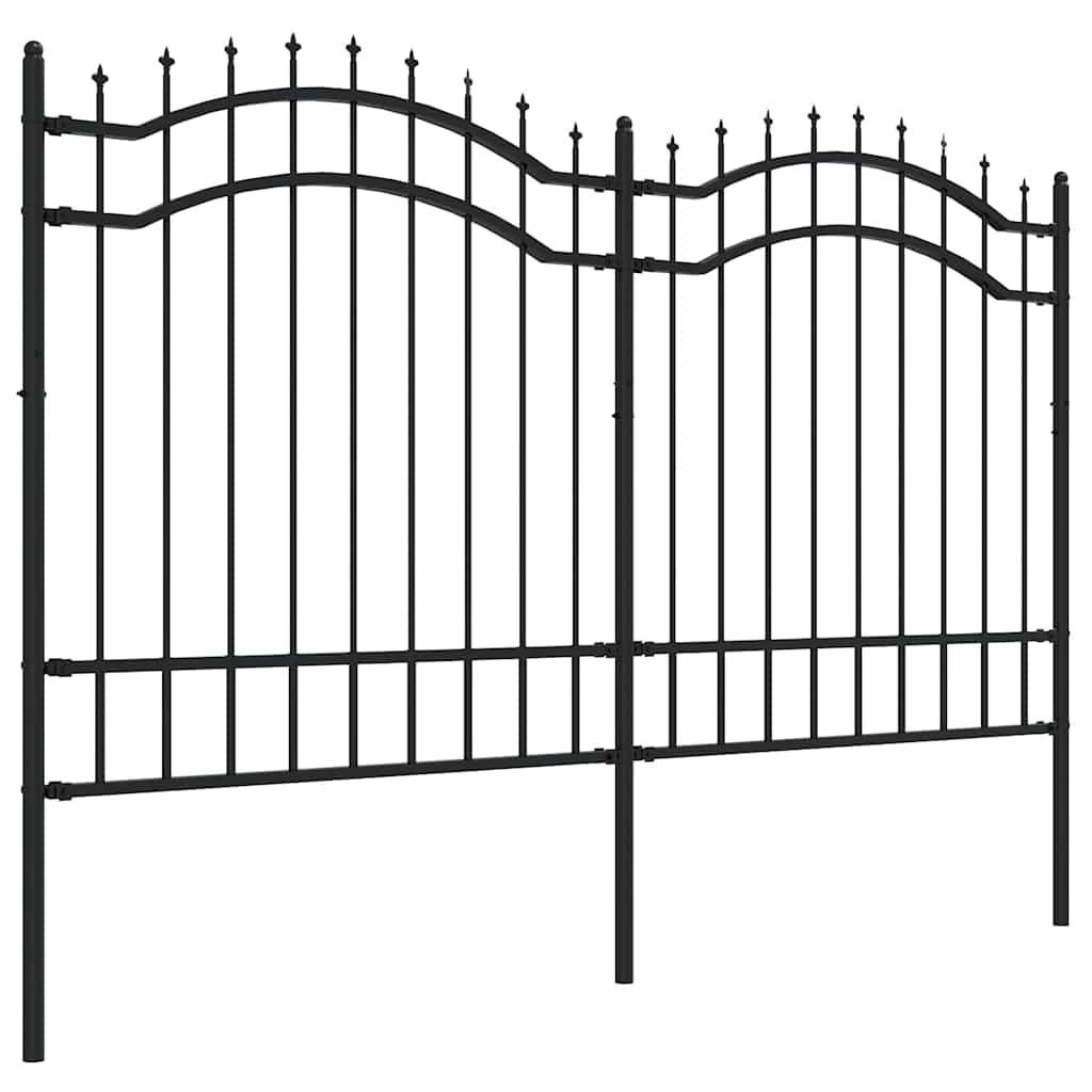 VidaXL Gartenzaun mit Stabenden 165 cm schwarz pulverbeschichteter Stahl