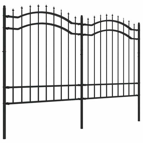 VidaXL Gartenzaun mit Stabenden 165 cm schwarz pulverbeschichteter Stahl