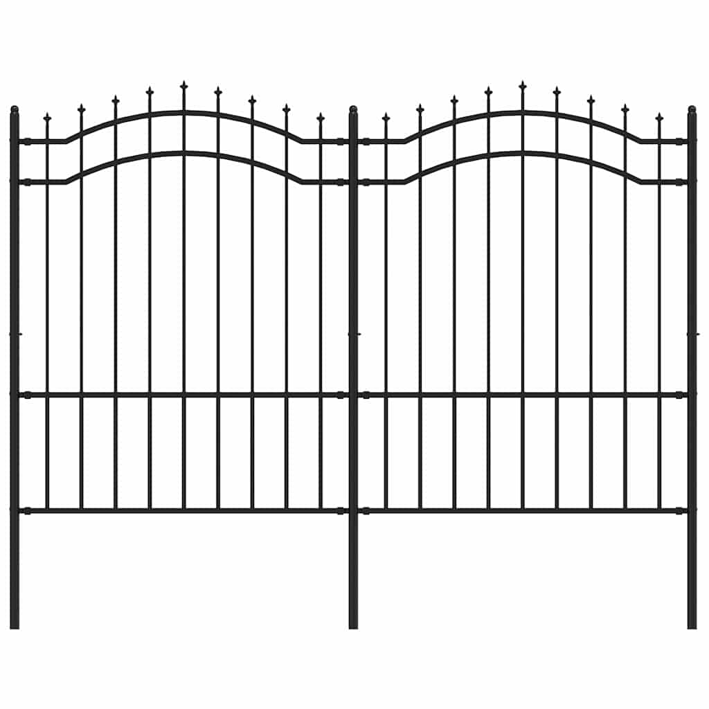 VidaXL Gartenzaun mit Stabenden 190 cm schwarz pulverbeschichteter Stahl