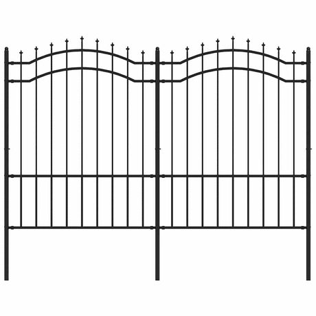VidaXL Gartenzaun mit Stabenden 190 cm schwarz pulverbeschichteter Stahl
