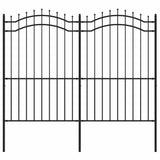 VidaXL Gartenzaun mit Stabenden 222 cm schwarz pulverbeschichteter Stahl