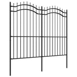 VidaXL Gartenzaun mit Stabenden 222 cm schwarz pulverbeschichteter Stahl