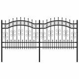 VidaXL Gartenzaun mit Stabenden 140 cm schwarz pulverbeschichteter Stahl