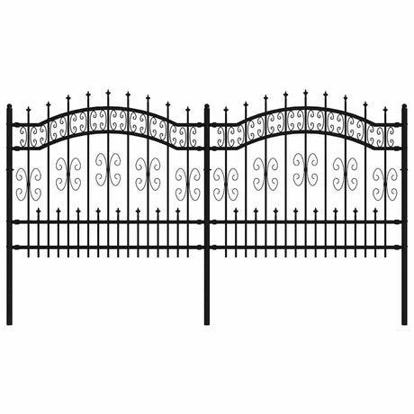 VidaXL Gartenzaun mit Stabenden 140 cm schwarz pulverbeschichteter Stahl
