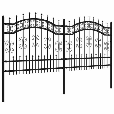 VidaXL Gartenzaun mit Stabenden 140 cm schwarz pulverbeschichteter Stahl
