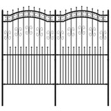 Vidaxl tuinhek met spijlpunten 222 cm gepoedercoat staal zwart