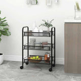 Vidaxl keukentrolley 3-laags 46x26x64 cm ijzer zwart