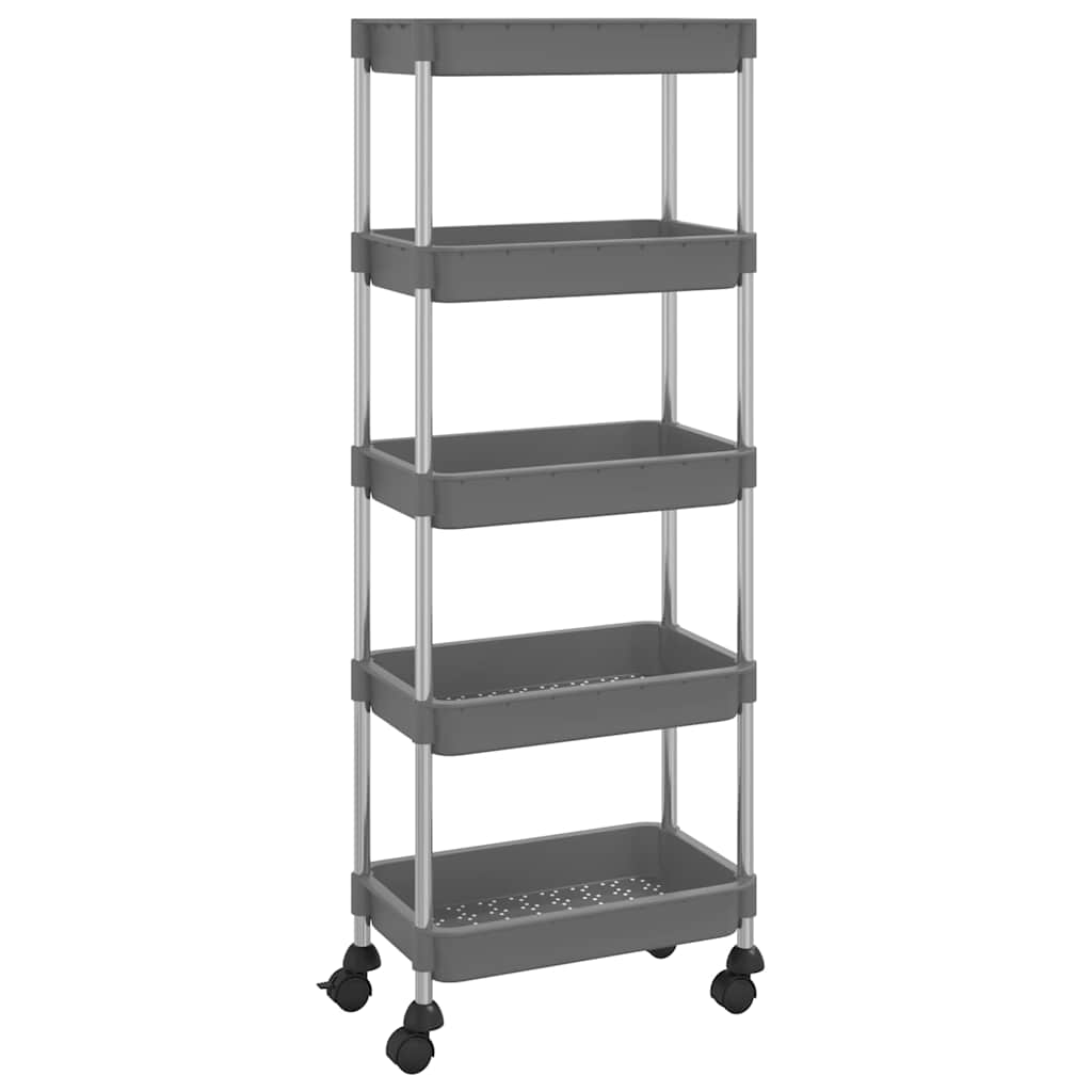 Vidaxl keukentrolley 5-laags 42x29x128 cm ijzer en abs grijs