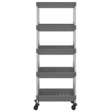 Vidaxl keukentrolley 5-laags 42x29x128 cm ijzer en abs grijs