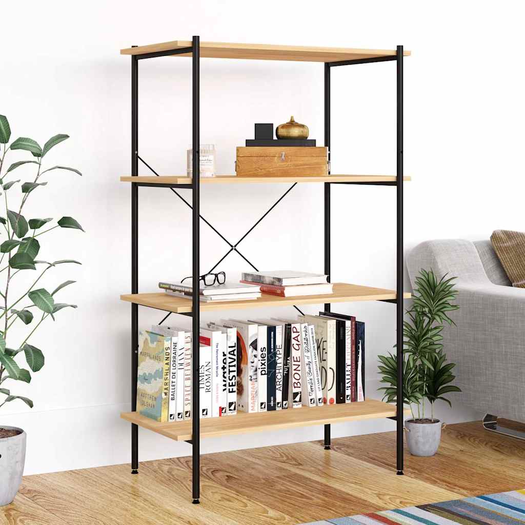 Vidaxl opbergrek 4-laags 80x40x130 cm zwart en eikenkleurig