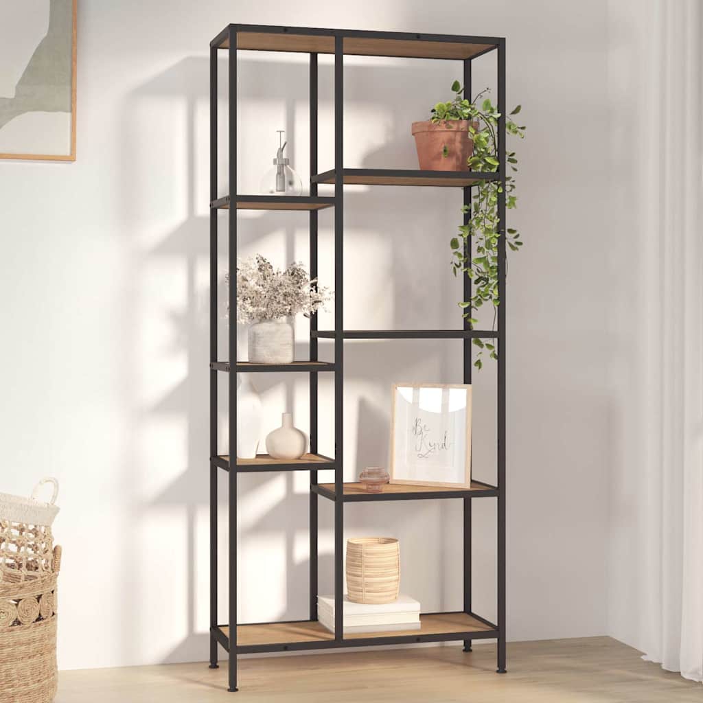 Vidaxl boekenkast 80x30x180 cm staal en bewerkt hout