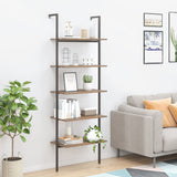 Vidaxl ladderrek met 5 schappen 64x35x185 cm donkerbruin en zwart
