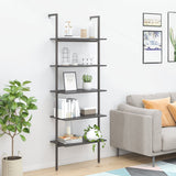 Vidaxl ladderrek met 5 schappen 64x35x185 cm zwart
