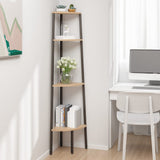 Vidaxl hoekkast met 4 lagen lichtbruin en zwart 45,5x31,5x150 cm