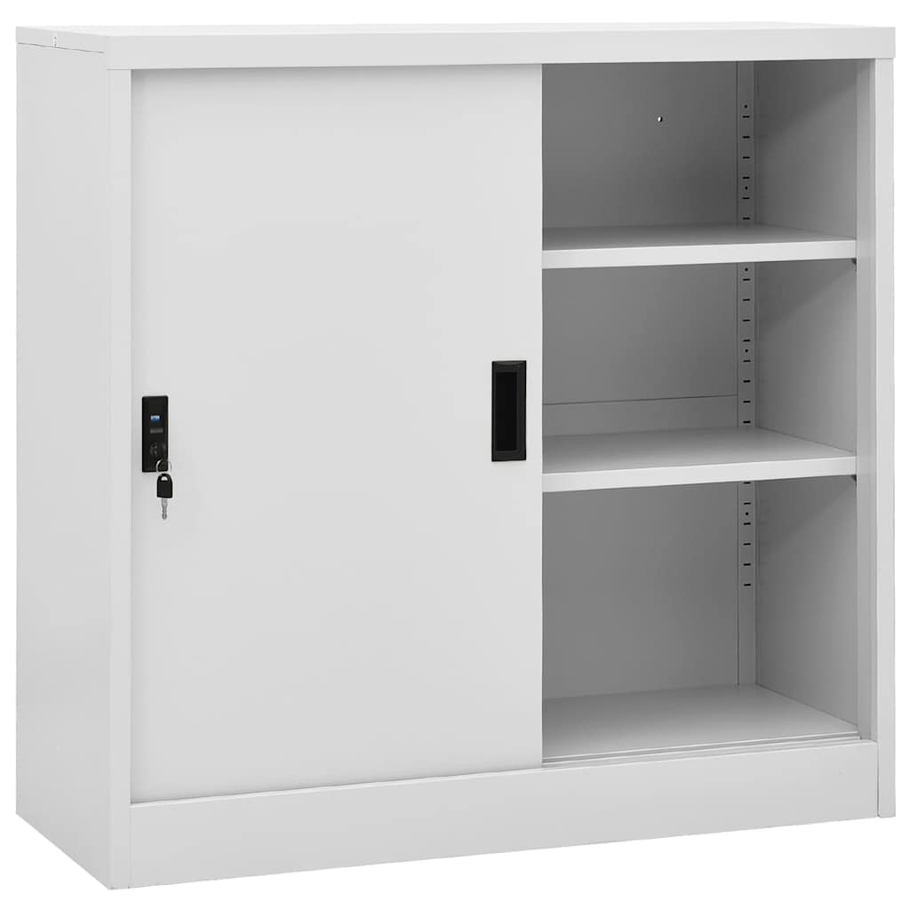 Vidaxl kantoorkast met schuifdeuren 90x40x90 cm staal lichtgrijs
