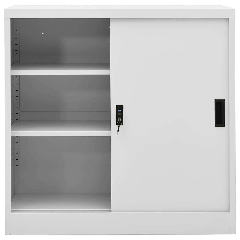 Vidaxl kantoorkast met schuifdeuren 90x40x90 cm staal lichtgrijs