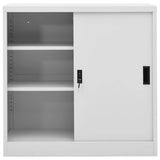 Vidaxl kantoorkast met schuifdeuren 90x40x90 cm staal lichtgrijs