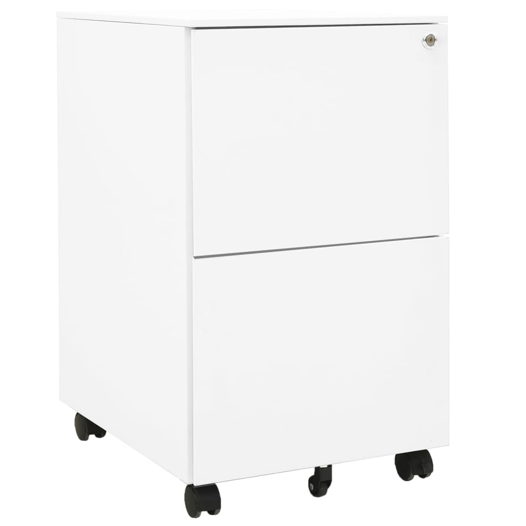 Vidaxl ladeblok verrijdbaar 39x45x67 cm staal wit