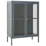 Vidaxl dressoir 75x35x105 cm staal en glas antracietkleurig
