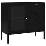 Vidaxl dressoir 75x35x70 cm staal en gehard glas zwart