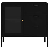 Vidaxl dressoir 75x35x70 cm staal en gehard glas zwart