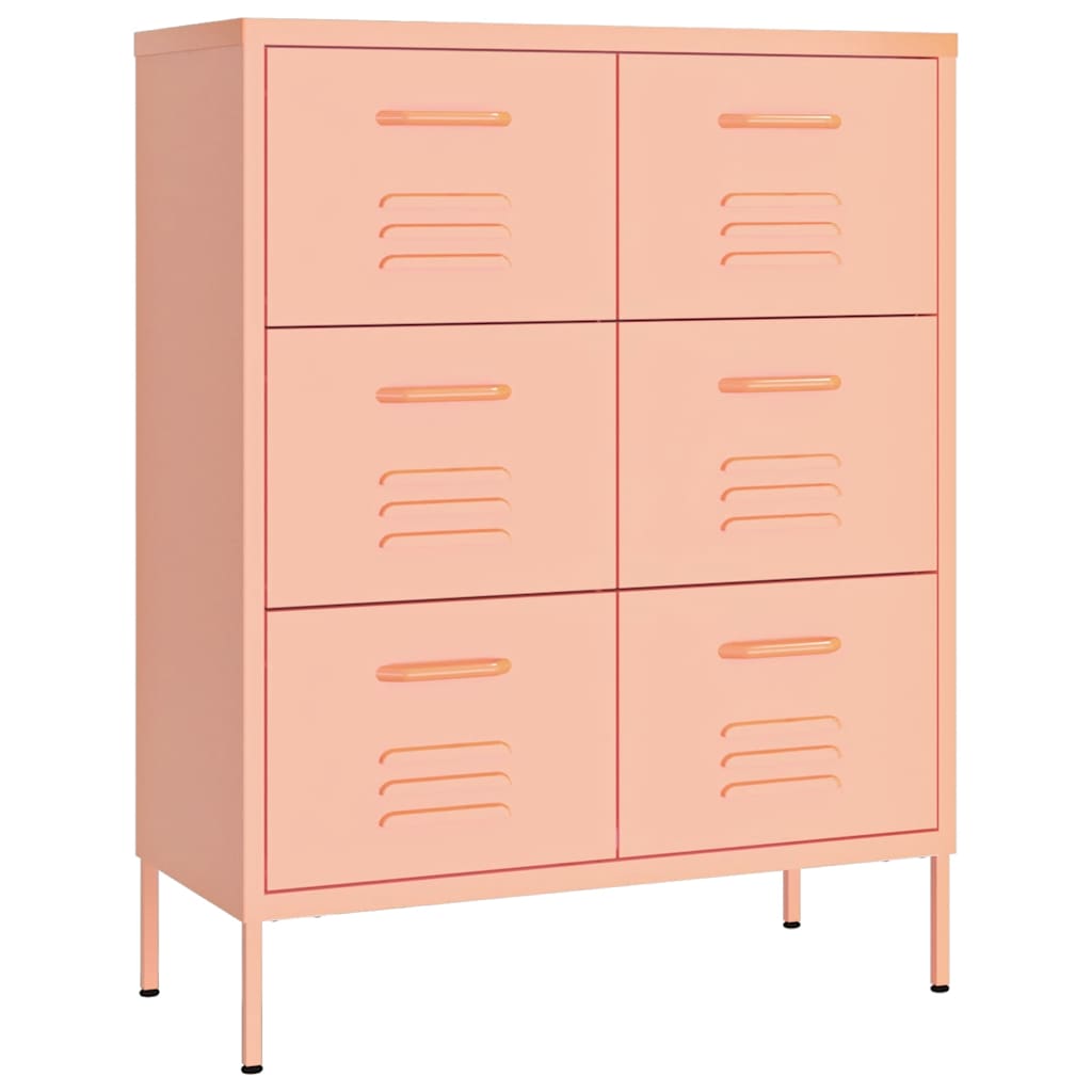 Vidaxl ladekast 80x35x101,5 cm staal roze