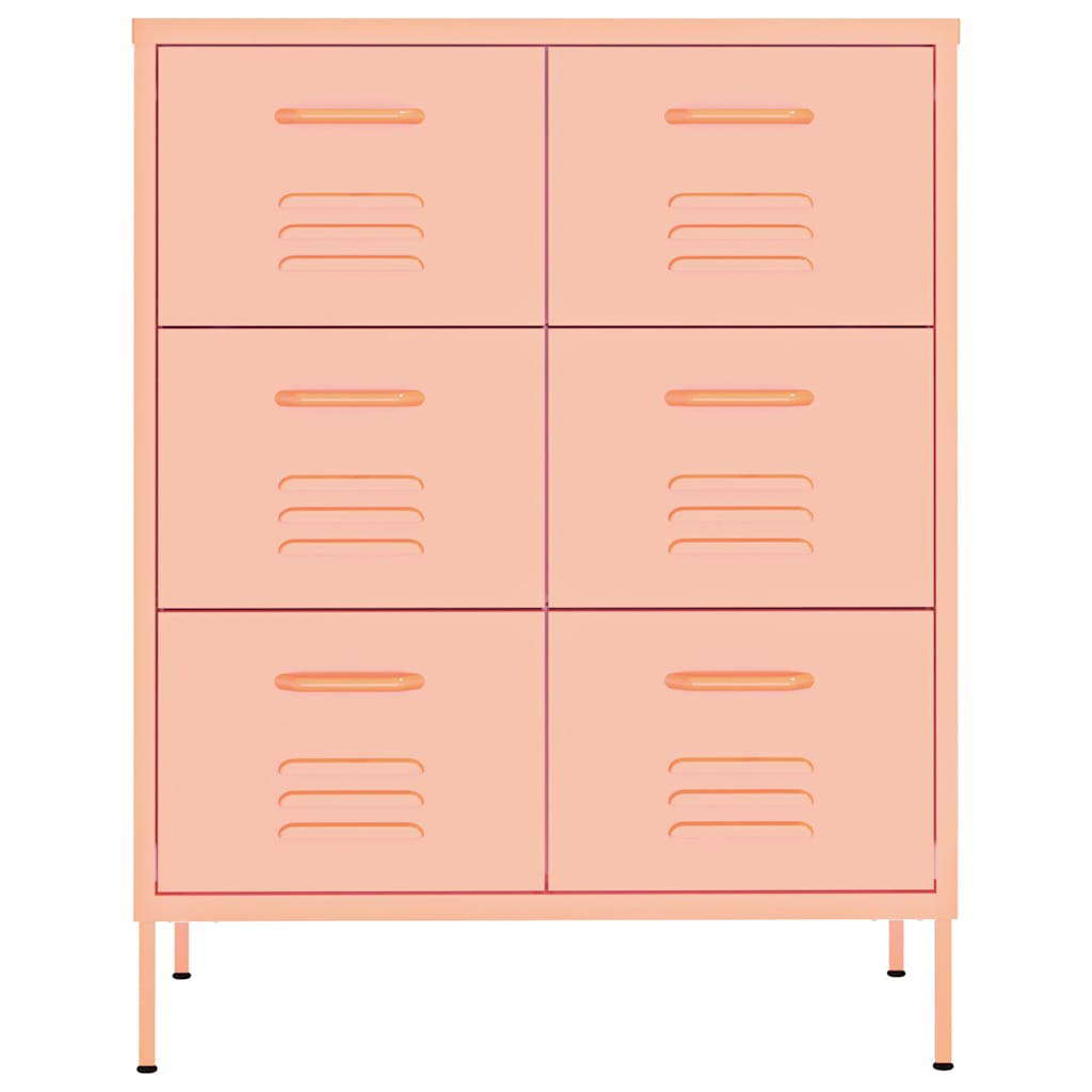 Vidaxl ladekast 80x35x101,5 cm staal roze