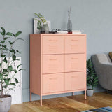 Vidaxl ladekast 80x35x101,5 cm staal roze