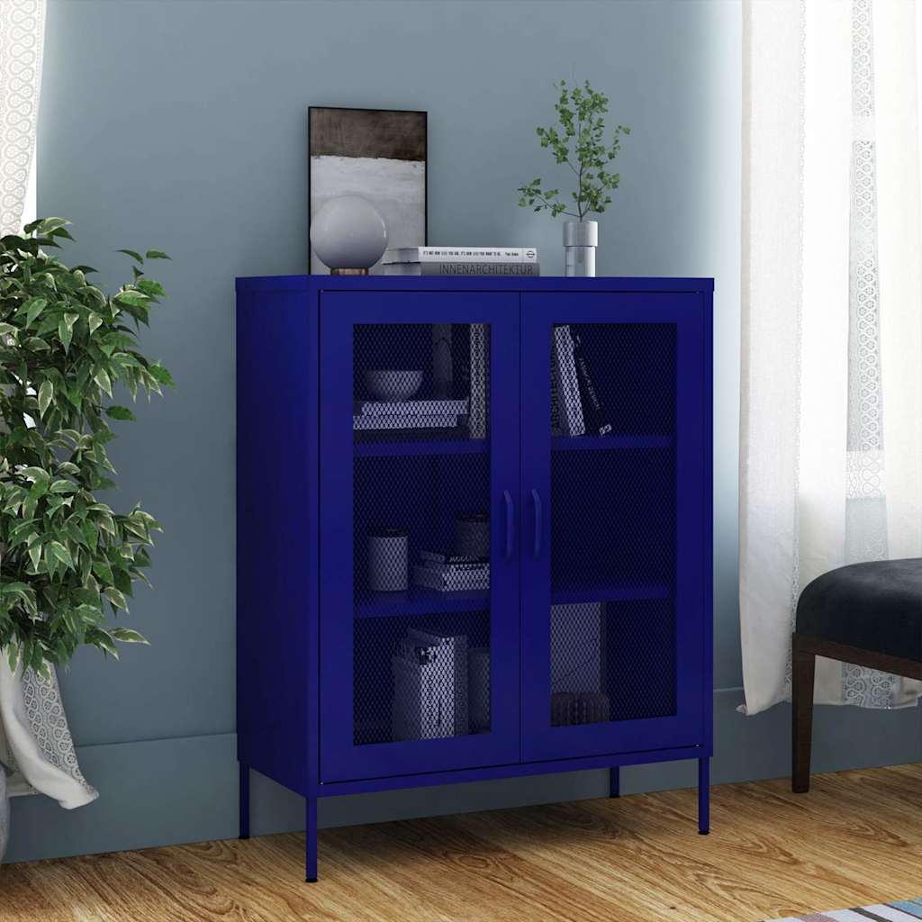 Vidaxl opbergkast 80x35x101,5 cm staal marineblauw