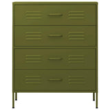 Vidaxl ladekast 80x35x101,5 cm staal olijfgroen